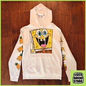 Spongebob Squarepants Men Small White Hoodie Nickelodeon Pineapple Cartoon